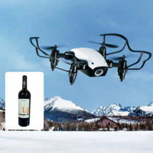 Drone med fjernbetjening og vin