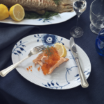 Royal Copenhagen blå mega riflet tallerken/fad 28 cm