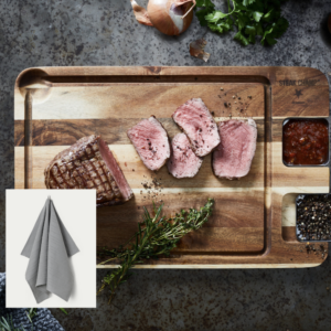 Steak champ spisebræt med skåle 2 stk & Georg Jensen Damask viskestykker