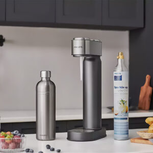 Philips GoZero Soda Maker Metallic – frisk danskvand med justérbare bobler