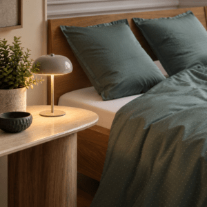 Georg Jensen Damask Sky sengetøj & Margate lampe