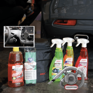 Sonax bilplejetaske, B&D bilstøvsuger & Jacob jensen oplader til bilen