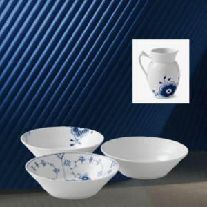Royal Copenhagen History mix dybe tallerkener 3 stk & kande 38 cl.