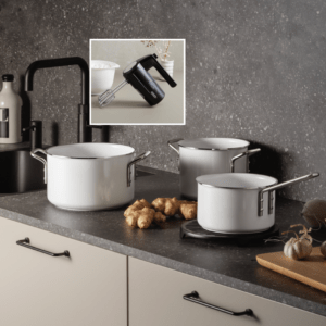 Eva Trio White Line Grydesæt & Hâws Alrø Ledningsfri Håndmixer