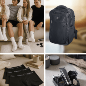 Calvin Klein Boxershorts, Hummel strømper, Bon Gout Underseat Rejsetaske & Nordic sense hårtrimmersæt