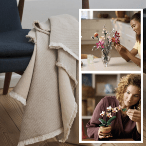 LEGO Botanicals Pink blomsterbuket, Mini-orkidé & Georg Jensen Damask Struct Plaid