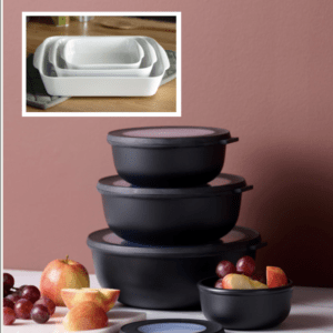 Pillivuyt Originale Kvadratfadsæt & Mepal Cirqula Skålesæt 4 stk