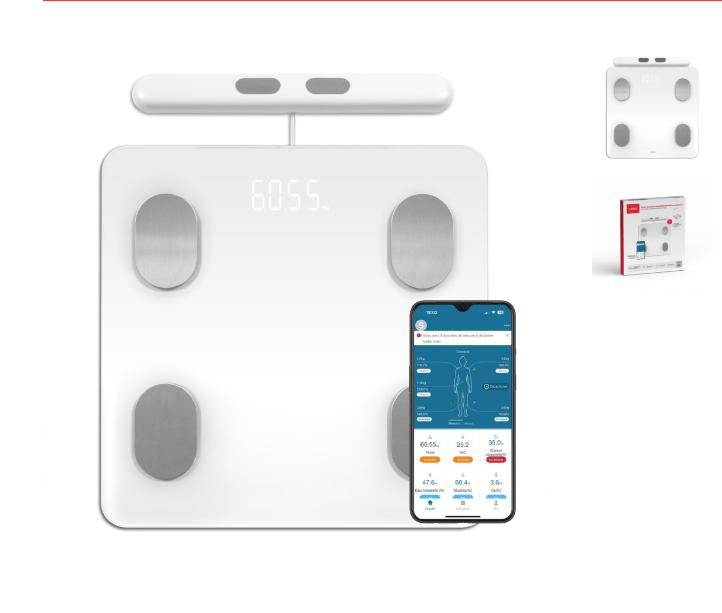 Badevægt m. kropsanalyse & håndtag Badevægt m. kropsanalyse & håndtag