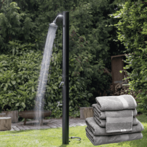 CapableX Solar udendørs bruser & Hâws Relax håndklædesæt 10 stk