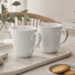 Royal Copenhagen Hvid riflet Krus 2 stk