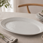 Royal Copenhagen Hvid Riflet ovalt fad 34cm