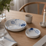 Royal Copenhagen Blå riflet ovnfaste fade 27 cm & 18,5 cm