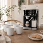 Hâws Espressomaskine 7-i-1 & Royal Copenhagen Hvid Riflet Termokopper 26cl 4 stk