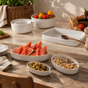 Eva Trio legio nova ovnfaste fade, cylinder skålesæt & ovale skåle