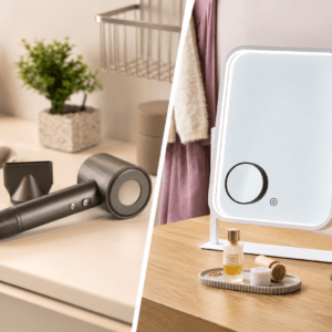 Nordic Sense Makeupspejl med lys & byGaard hårtørrer