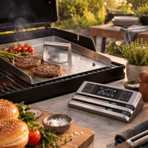 Hâws BBQ Grillpakke – Plancha, Burger Smasher & Trådløse Stegetermometre
