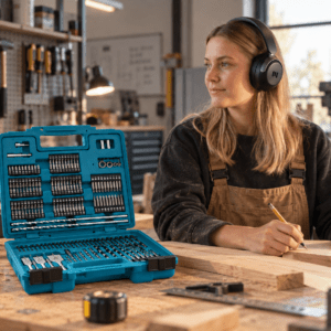 Makita bor-/bits sæt 256 dele & Miiego Moove 40 Pro Høretelefoner