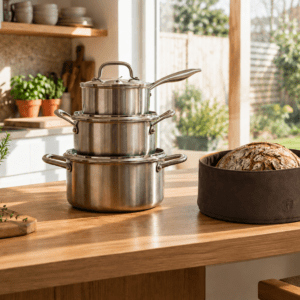 byGaard Grydesæt 6 dele & Georg Jensen Damask Køkkentekstiler